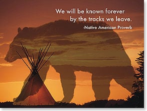 TEPEE WITH BEAR SHADOW IN BACKGROUND