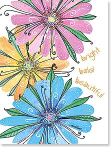 LARGE PINK ORANGE AND BLUE FLOWERS on white background