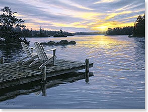 Dock with 2 chairs overlooking lake