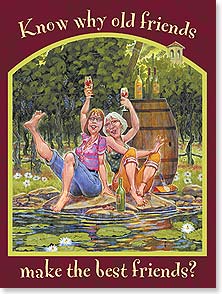 Two ladies with wine glasses and barrel