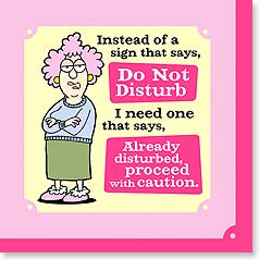 Aunty Acid arms crossed pink slipper