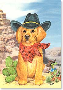 Cute puppy wearing cowboy hat