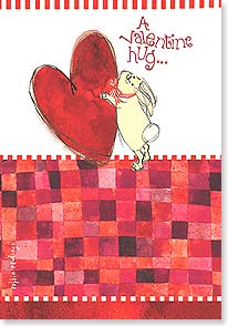 Bunny rabbit hugging heart