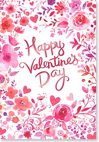 Red and pink floral border, with Happy Valentine's Day