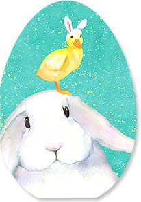 Chick in bunny ears on bunny head