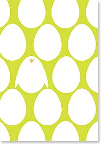 White eggs and chick on green background