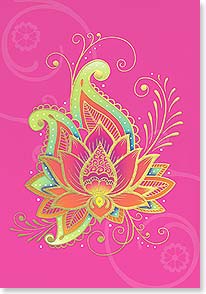 Stylized contemporary lotus flower on pink