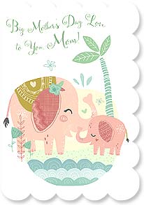 Mom and baby pink elephants