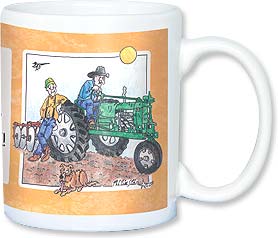 Two ranchers on a tractor