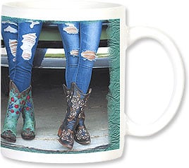 COWGIRLS IN BOOTS LEANING ON TRUCK