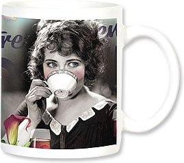 vintage woman drinking coffee