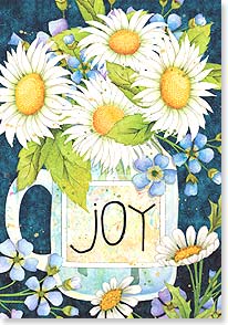 Daisies and blue flowers in mason jar