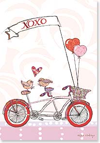 Bicycle for two with lovebirds