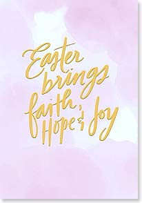 Easter brings faith, Hope & Joy on pink watercolor background