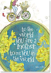 GLOBE WITH MOM ON BIKE AND KID ON BACK