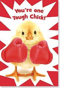 YELLOW CHICK WEARING BOXING GLOVES