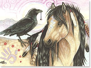 Native American horse and crow