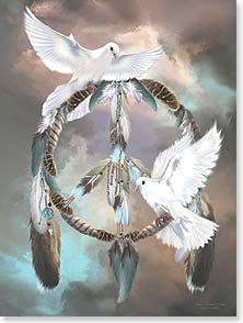 Doves and peace sign dream catcher