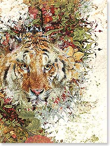 Tiger surrounded by flowers