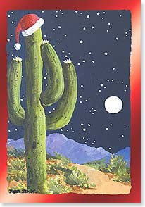 Saguaro cactus with Santa hat on top