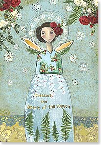 collage art angel with flowers