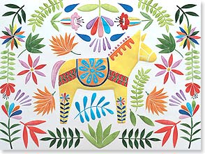 Otomi Mexican design of horse and flowers