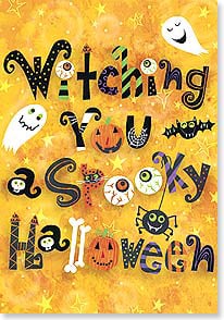 'Witching You a Spooky Halloween' in art with playful ghosts