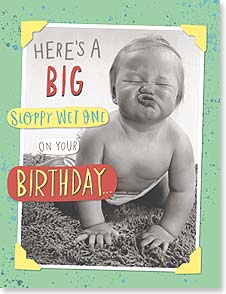 Baby squinting eyes and puckering up