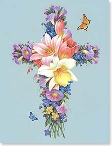 Flowers forming a cross and with butterflies