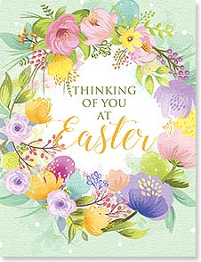Floral wreath with teal background