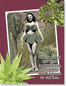 RETRO WOMAN WEARING CACTUS SKIRT