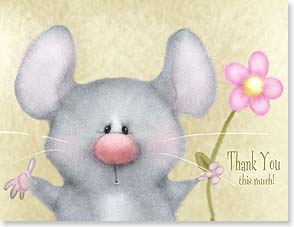 Mouse holding pink daisy