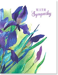 Watercolor purple iris flowers