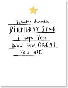 Black typography Twinkle Twinkle Birthday Star