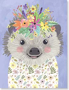 Hedgehog with flowers on its head